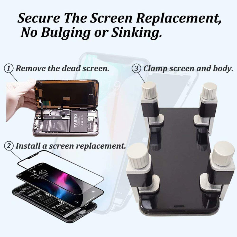 Phone Repair Clamp 4pcs, Adjustable Fastening Clamp Clip, iPhone Clip Holder, Frame Clamp Tool for iPad MacBook Tablet LCD iPhone Screen Replacement, Screen Repair Clamp with Rubber Pad 4pcs Metal Clamps-regular Pack