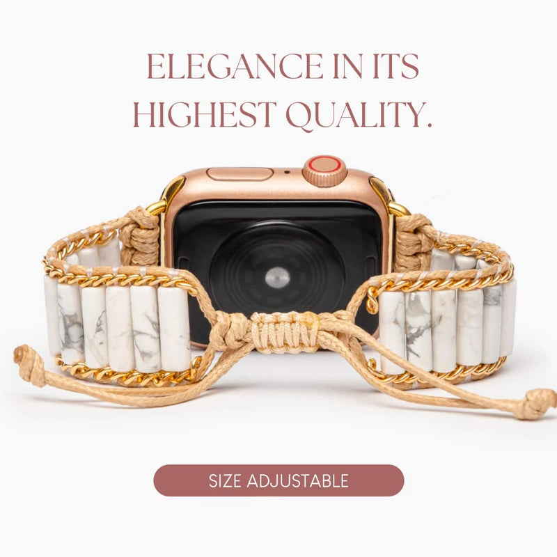 Cape Diablo Heavenly Howlite Handmade Smart Watch Bracelet for Women - Beaded Smart Watch Bracelet for Apple Models 4, 5, 6, 7, 8, 9, SE - 38mm/40mm/41mm/42mm/44mm/45mm One size