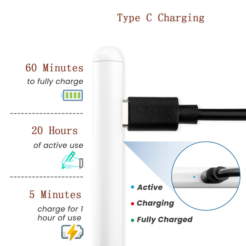 Active Stylus Pen for Amazon Kindle Fire HD 8 Plus,New Plastic Point Tip with Precise and Accurate Drawing Pencil Compatible with Amazon Kindle Fire HD 8 Plus Stylus Pencil,White White