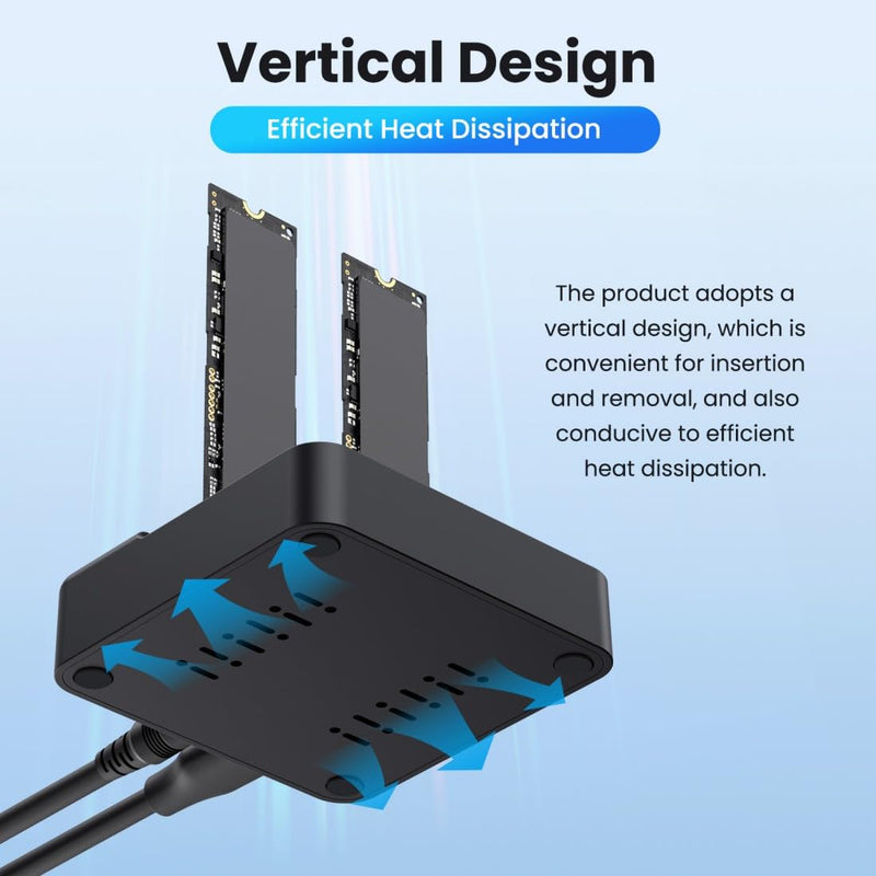 chenyang USB 3.2 Gen 2X2 20Gbps Dual Bay M.2 NVME SSD Cloner Dock Enclosure Adapter for Clone and Read Support One Cllick Offline Clone Adapter + Cable