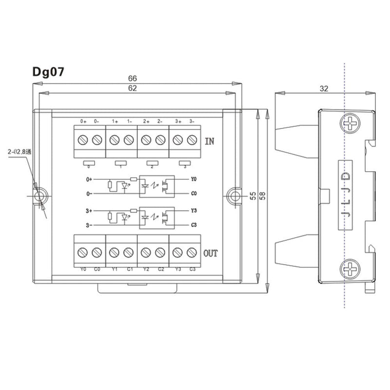 Nikou Level Converter, High Stability 10-28V Logic Level Converter, 4-Channel NPN to PNP Level Conversion with Two Lines DG07