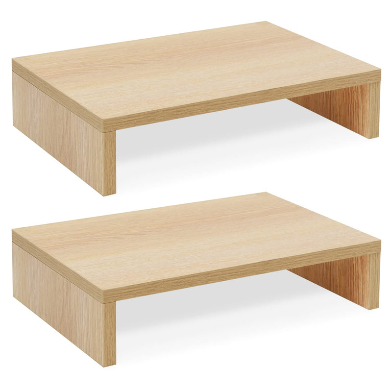 TEAMIX 2 Pack Maple Monitor Stand Riser and 1 Pack 20 inch Maple Monitor Stand Riser for Computer Desk Home Office Organization.