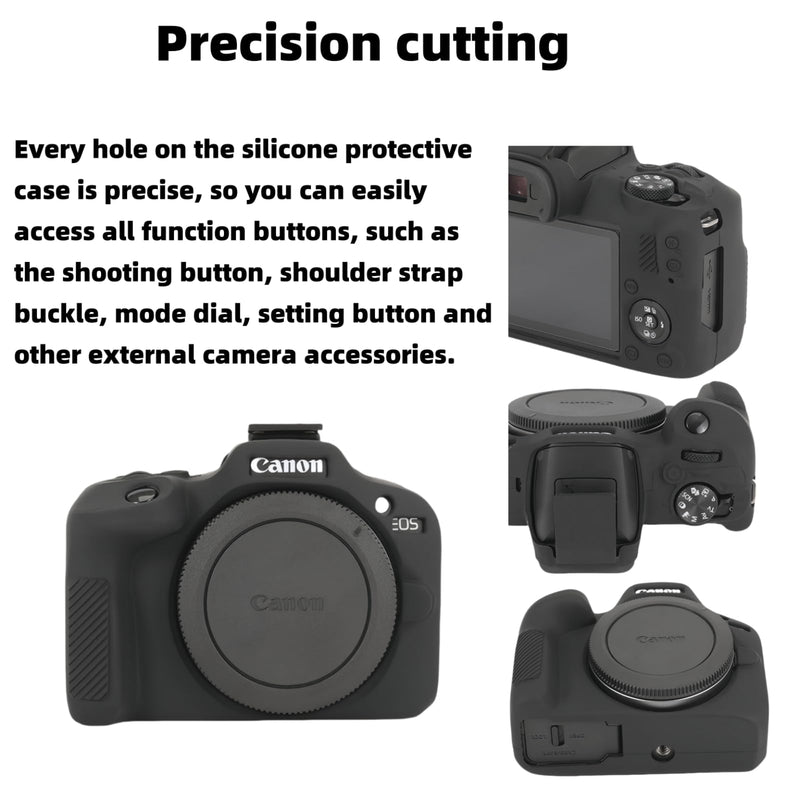 Case for Canon EOS R100 Camera, EOS R100 Accessories (Black) | Soft Silicone Shockproof Protective Cover with Anti-Scratch & Non-Slip Grip, Includes 2 Screen Protectors + 1 Wrist Strap Black