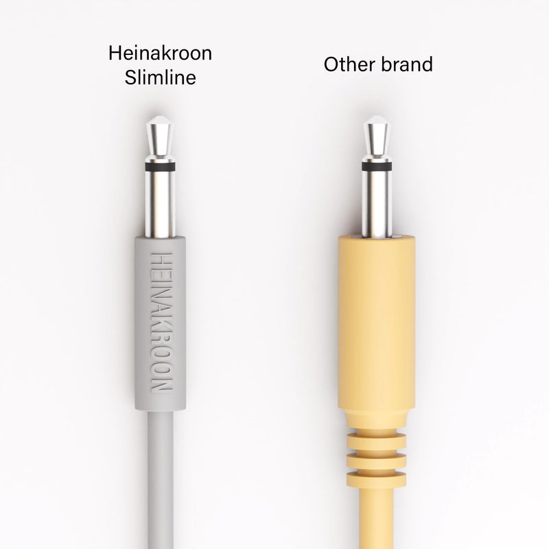 Heinakroon Slimline Gray CV Patch Cables 1/8", (NOT for Guitar) Eurorack Modular Patch Leads, 6-Pack (11.8") 11.8"