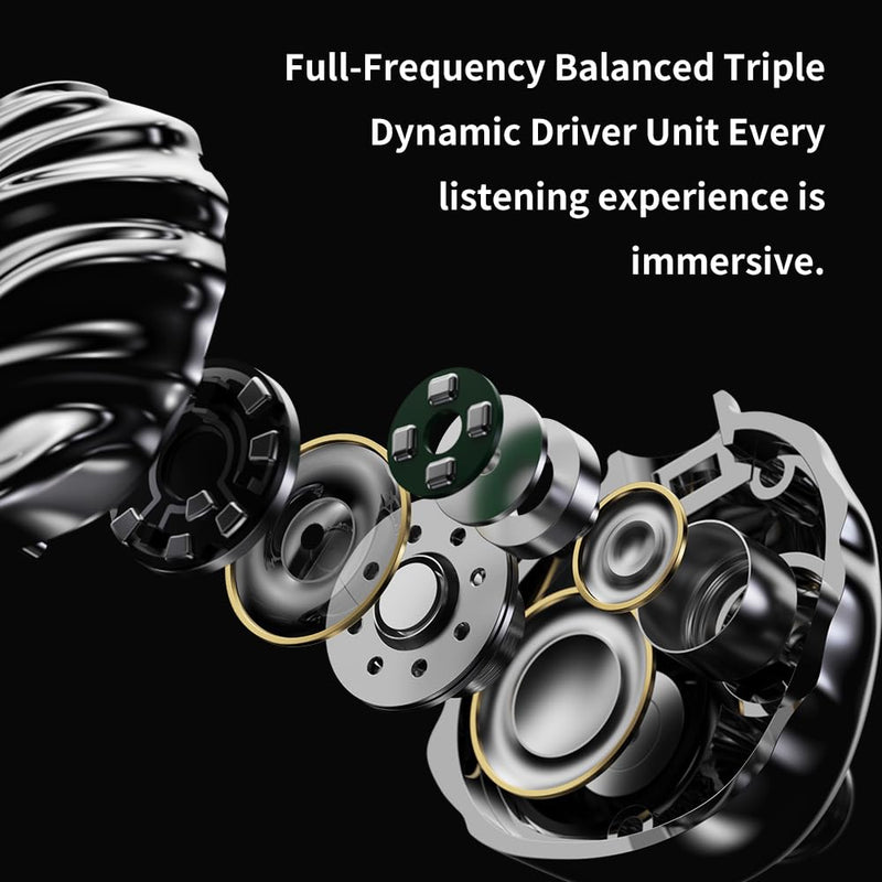 LEAUDIO TRN Shell 4DD Planar Hybrid Headpohnes with 2Pin Detachable Cable Interchangeable Nozzle Design Earphones (with mic) with mic