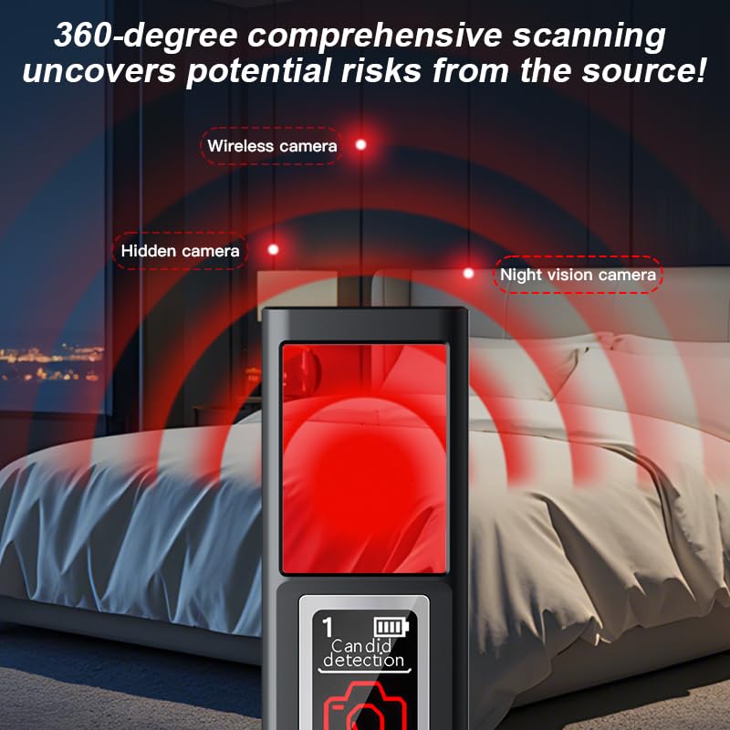 Hidden Camera Detectors, Spy Camera Detectors, 2025 Upgraded Device Finder for Hotels Car Office Home Travel Meetingroom, Signal Scanner Mini Design, 8 Levels Sensitivity 9 Modes, 25H Working Time Black
