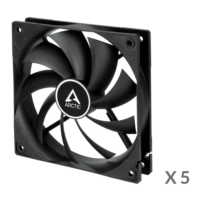 ARCTIC F12 (5 Pack) - PC Fans, 120mm Standard Case Fan, Low Noise, Quiet Motor, Computer, Fan Speed: 1350 RPM - Black F12, 5 Pack (black)