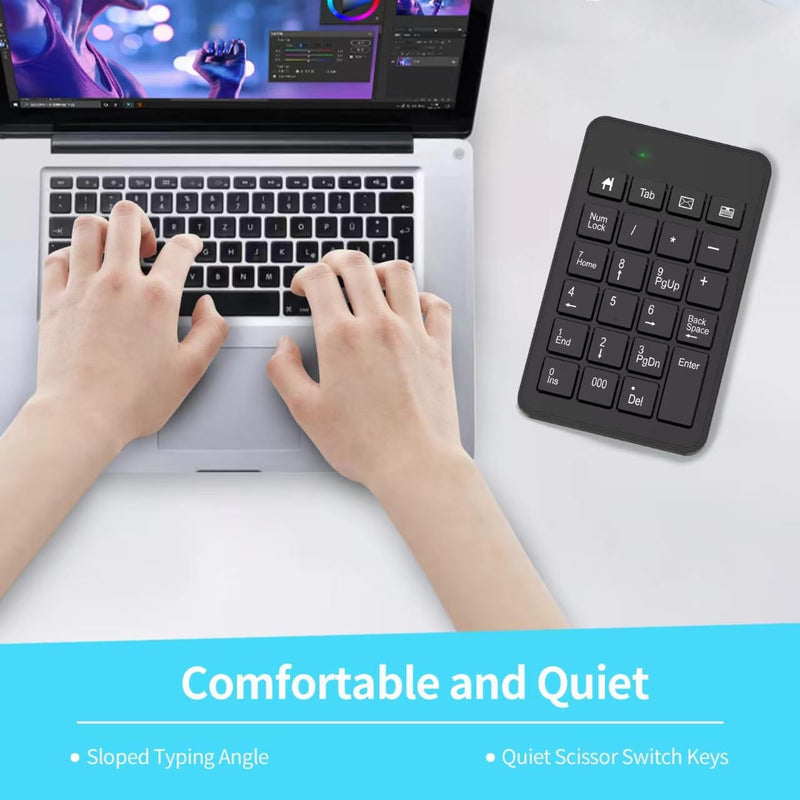 [AUSTRALIA] - Wireless Number Pad with Battery, Enhanced Efficiency with 23 Keys Numeric Keypad Upgraded Version of 10 key USB Keyboard Financial Accounting Numpad for Laptop, PC, Notebook, Desktop,Surface Pro 2.4GWireless 