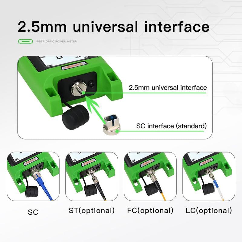 [AUSTRALIA] - Komshine KPM-35 Fiber Optic Cable Tester Portable Optical Fiber Power Meter with 7 Wavelengths 850nm-1625nm+Measurement Range -70~+10dBm+2.5mm Universal Interface+Self Calibration 
