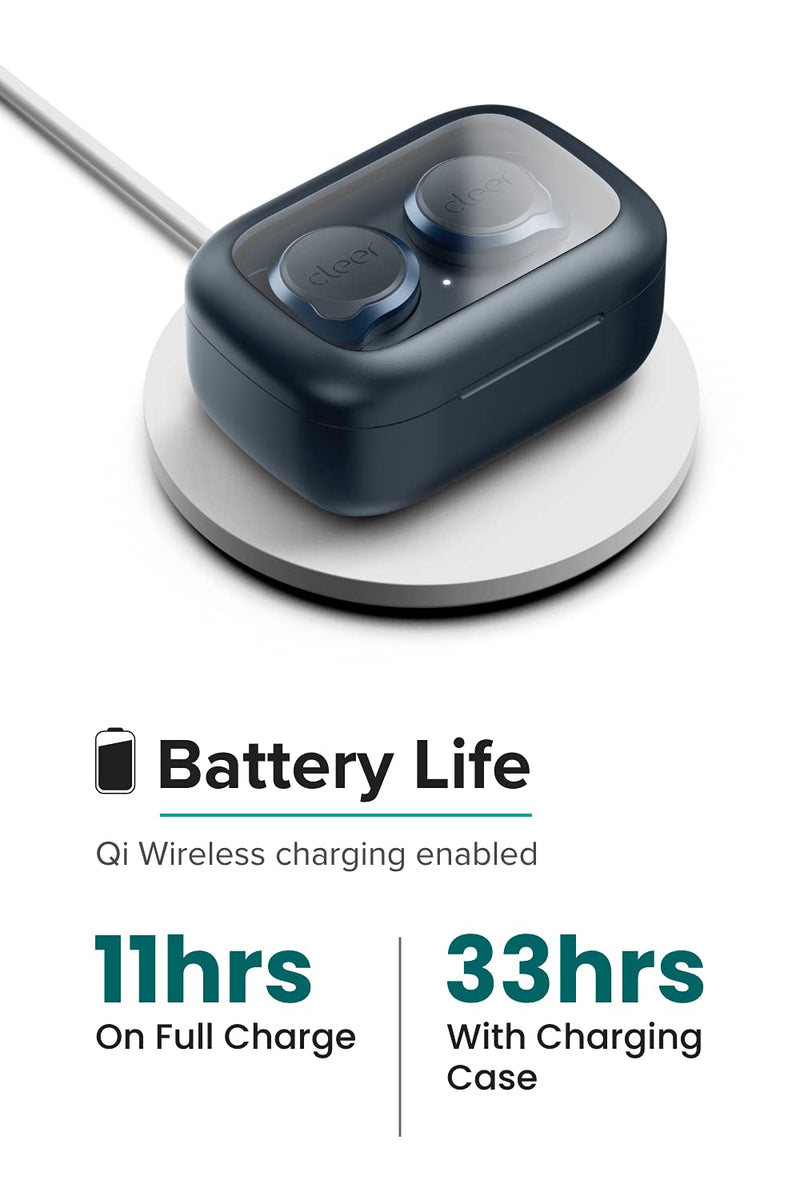 Cleer Audio Ally Plus II True Wireless Noise Canceling Earbuds, 33 Hours of Playtime, IPX4 Sweat Resistant, Crystal Clear Voice with Echo and Noise Canceling Mic, for iPhone & Android, Midnight Blue | Noise-canceling Mic, 33 Hours of Playtime, IPX4 Swe...