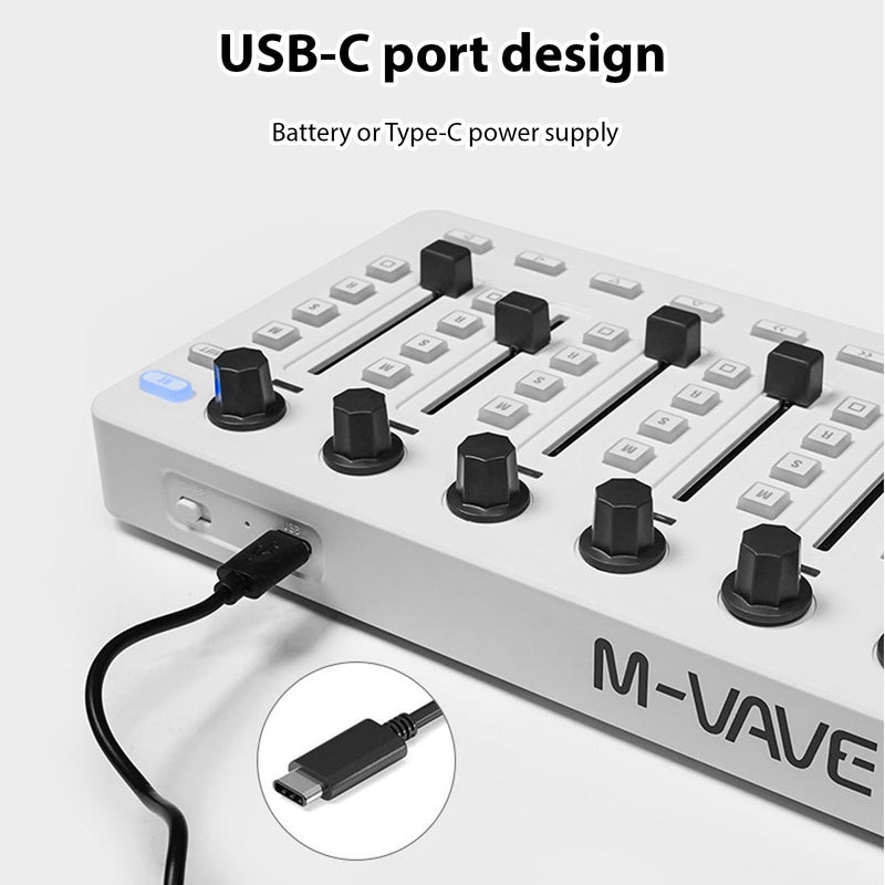 [AUSTRALIA] - MIDI Controlle Midi Mixer Midi Foot Controller USB MIDI Controller Mixer with 43 Buttons 8 Knobs 8 Push Buttons BT Connection Battery/Type-C Power Supply Mini Midi Keyboard 