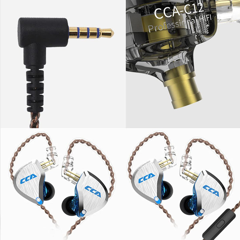 CCA C12 in Ear Monitor Headphones 5BA 1DD Hybrid HiFi IEM Earphones Noise Isolating Stereo Wired Earbuds for Musicians Audiophile Singers DJ no mic Gold