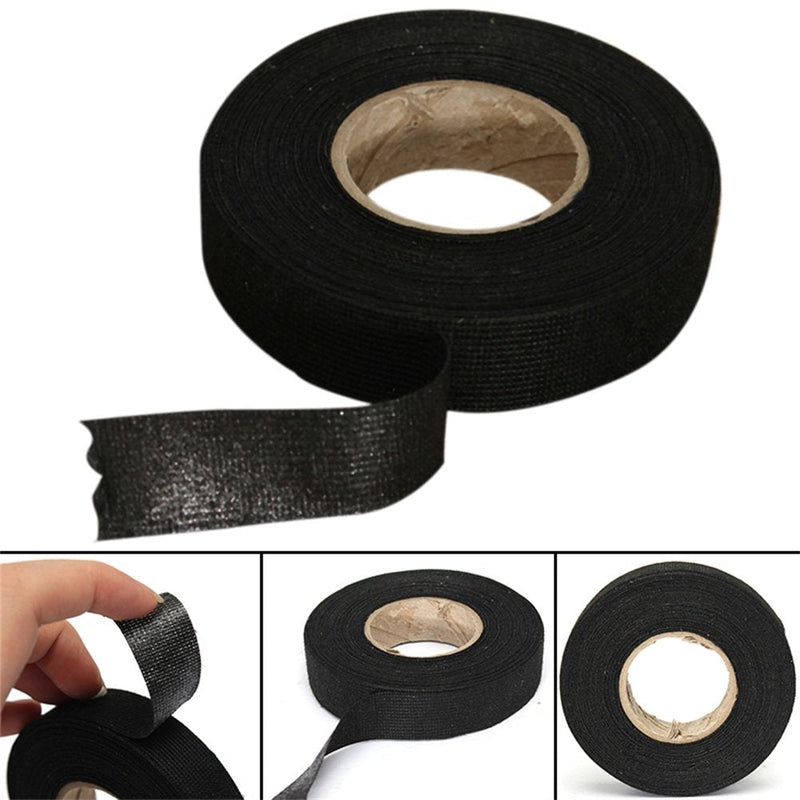 5 Rolls Wire Loom Harness Tape, Wiring Harness Cloth Tape, Wiring Loom Harness Adhesive Cloth Fabric Tap， Adhesive Fabric Tape for Automobile ，Wire harnessing Noise Damping Heat Proof(15 mm x 15 m)