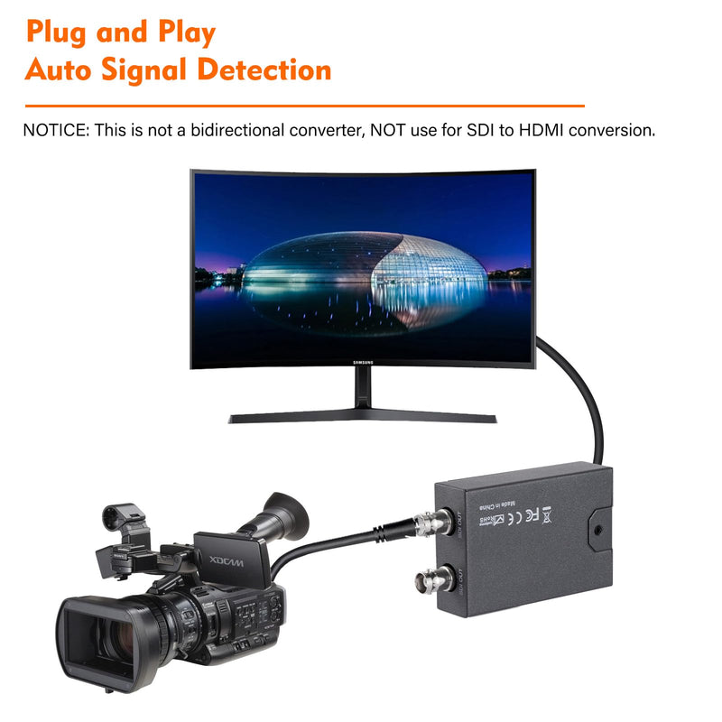 Little World HDMI to SDI Converter, HDMI to 3G-SDI/HD-SDI Micro Converter, Audio Embedder Support One HDMI in Two SDI Out, Auto Format Detection Extender for Camera CCTV