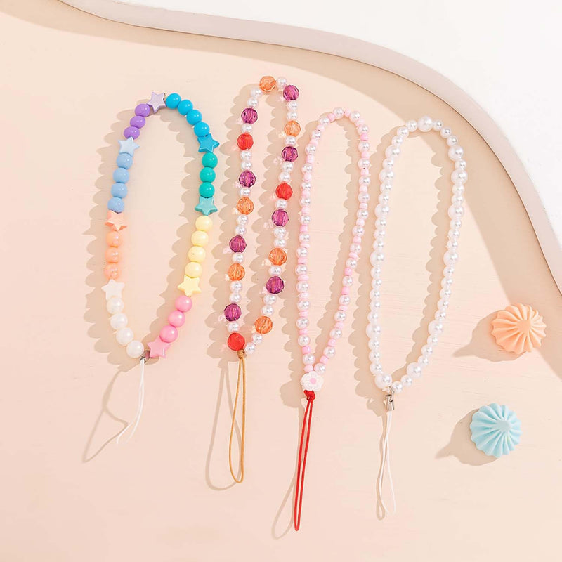 Beaded Phone Charms Lanyard Strap Girly Style Fixed Beads Pearls Lanyards PH-fb-33