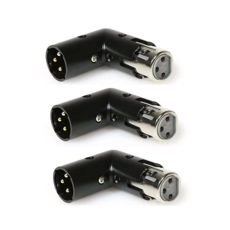 [AUSTRALIA] - LyxPro XLR Angle Adapter Dual Male and Female can be positioned to 4 Different Angles Right Left and 90 Degree Great for Mixers That Interfere with Other Applications - 3 Pack 