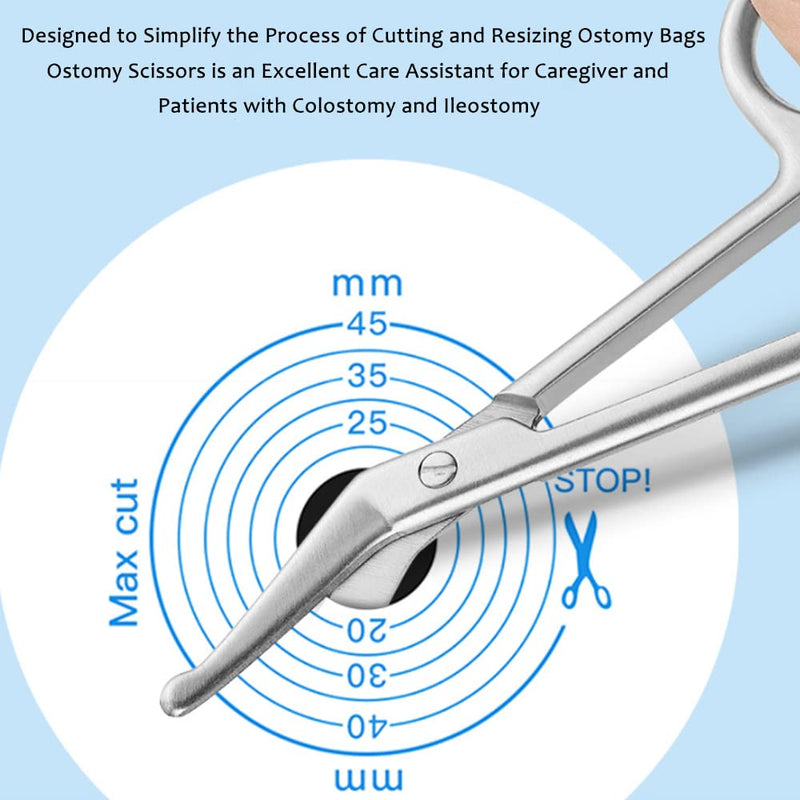 Ostomy Bag Scissor - Stoma Pouch Shear with Blunt Round Tip for Colostomy Ileostomy Care, Stainless Steel, 4.4" L, 1Pcs 1