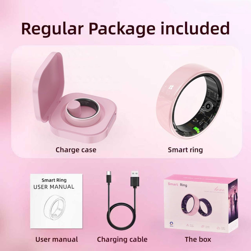 Ceramic Smart Ring for Women, Pink Fitness & Sleep Tracker, #8 | 24/7 Health Tracking with Heart Rate, Blood Oxygen, HRV & Sleep Monitoring. Ceramic Design, 5ATM Waterproof, No Subscription 8(0.72in)