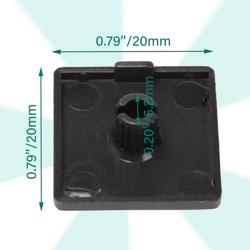 20pcs Single Hole Extrusion End Caps for 2020 European Standard Aluminum Profile Black 20x20mm