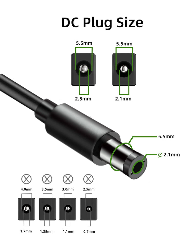 12V 1A Adapter Power Supply [12 Volts 1 Amps] 100V~240V AC to DC Plug 5.5 x 2.1mm & 2.5mm for 12volt 100mA 200mA 300mA 400mA 500mA 600mA 800mA 900mA 1000mA Equipment, Extra Long 6ft Cord