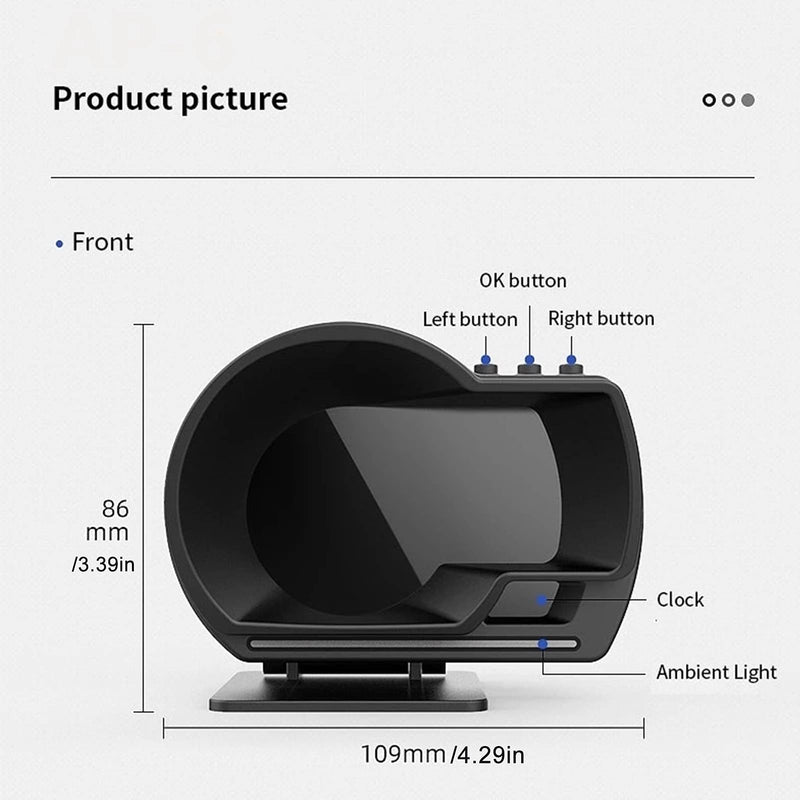 Heads up Display for Cars, OBD2 Gauge Display, Head Up Display OBD2 GPS Smart Gauge Car HUD Speedometer Turbo RPM Alarm for Car Truck