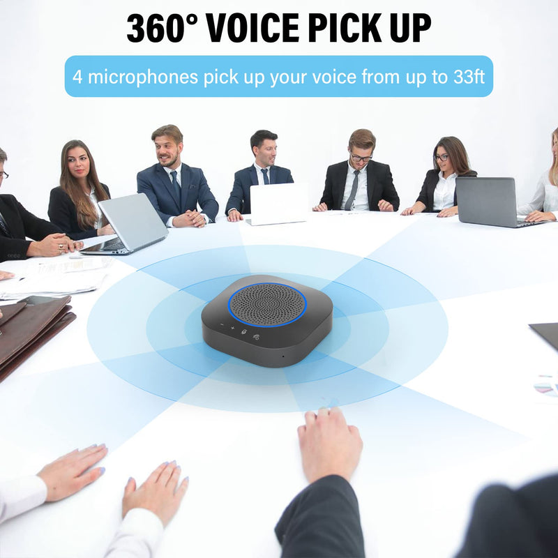 Bluetooth Speakerphone, Conference Speaker with Mics, 360°Enhanced Voice Pickup, Bluetooth 5.1, AI Noise Reduction Echo Cancellation, USB C, Conference Microphone for Home Office