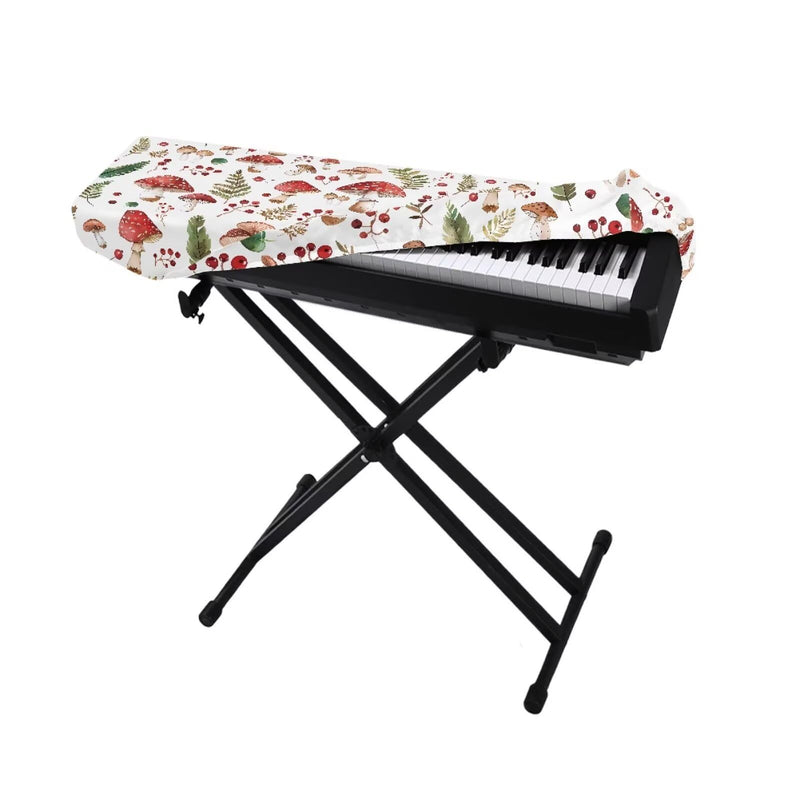 Piano Keyboard Cover 61 Keys,Keyboard Piano Accessories,Piano Keyboard Cover,Piano Cover,Keyboard Dust Cover,Chic Mushroom Print White Small Chic Mushroom Print White