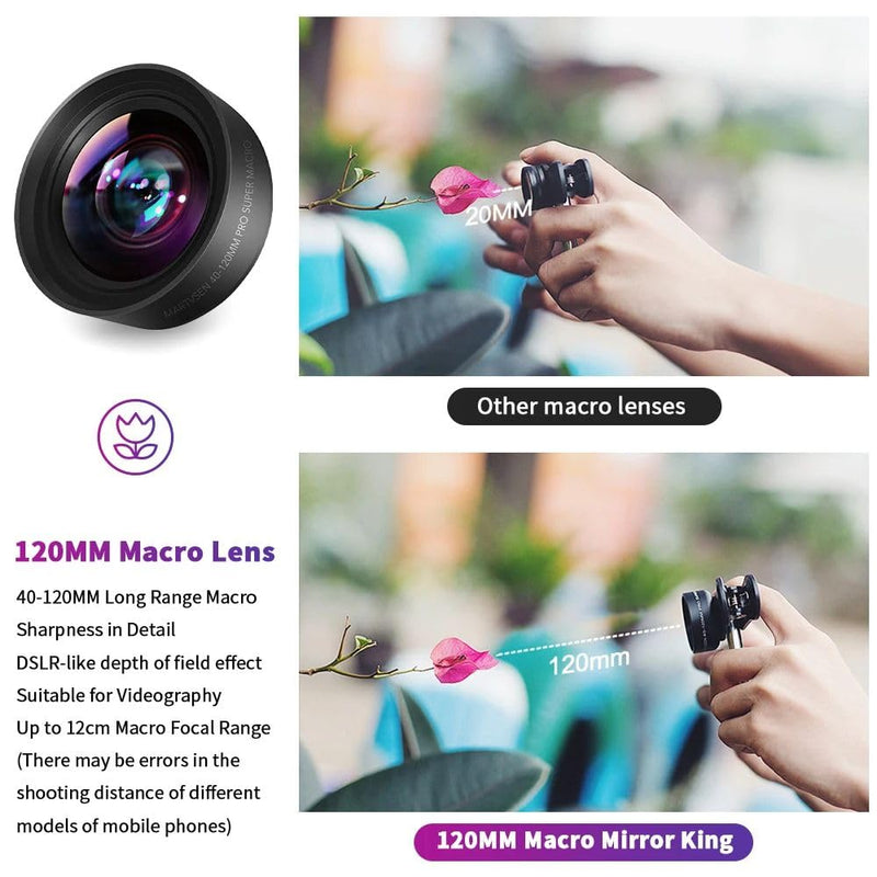 120MM Macro Lens for iPhone - 5K HD 10X Super Macro w Starlight Filter, Professional Universal Clip Phone Camera Lens for Photo Video Lens of iPhone Samsung Andriod 120mm Macro Lens