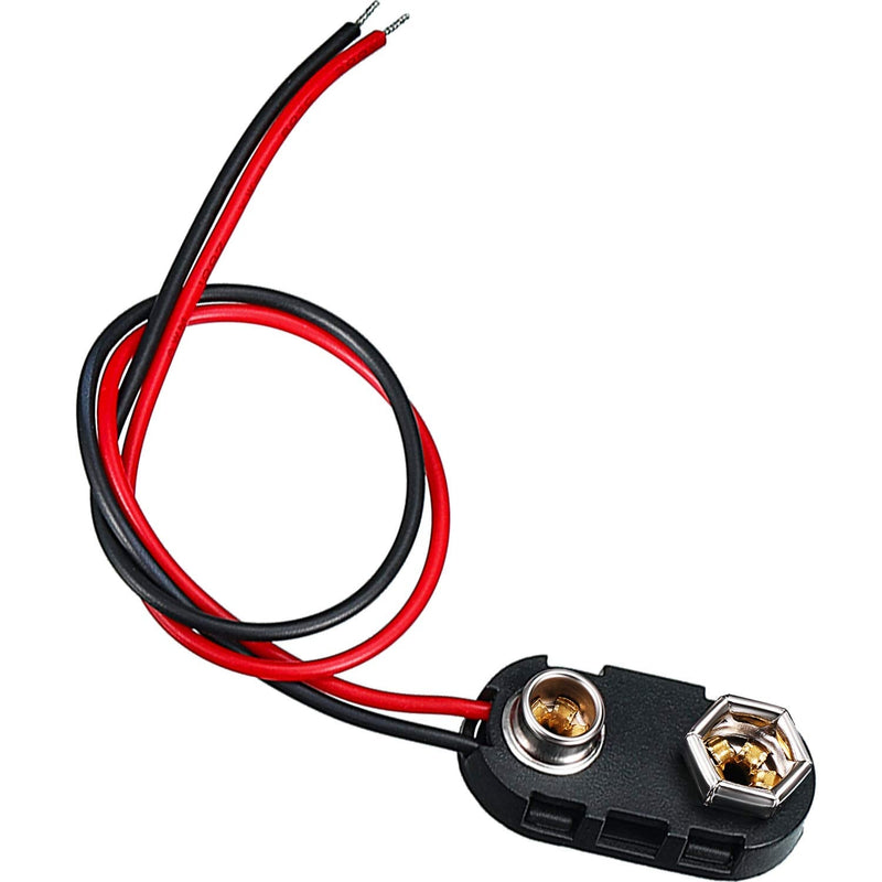 BBTO 20 Pack 9 V Battery Clip Connector Long Cable Connection Hard Shell Black Red Connector (I Type)