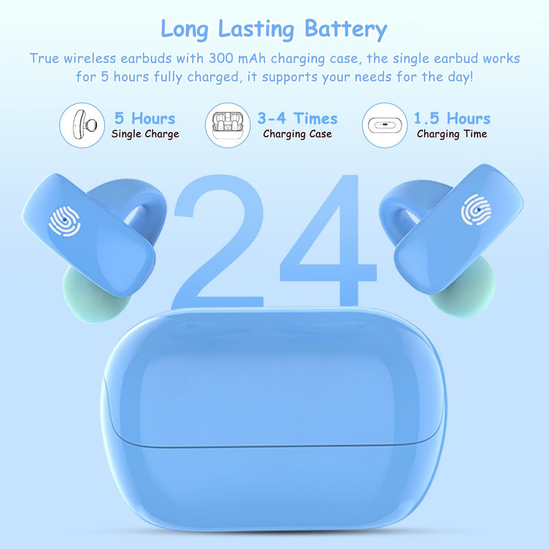 BANIGIPA Kids True Wireless Earbuds, Bluetooth 5.4 Open Ear Headphones for Boys Girls Teens, Light Comfortable, 85dB Healthy Volume Control Protect Hearing, Built-in Mic for Calling School Travel