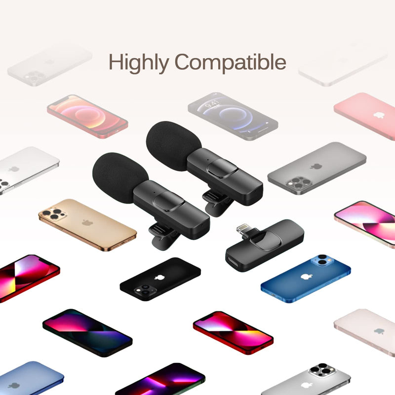 Dual Professional Wireless Lavalier Lapel Microphone for iPhone, iPad, Mini Video Recording Mic for Interview Video Podcast Vlog YouTube & Livestream, Noise Reduction, Plug & Play