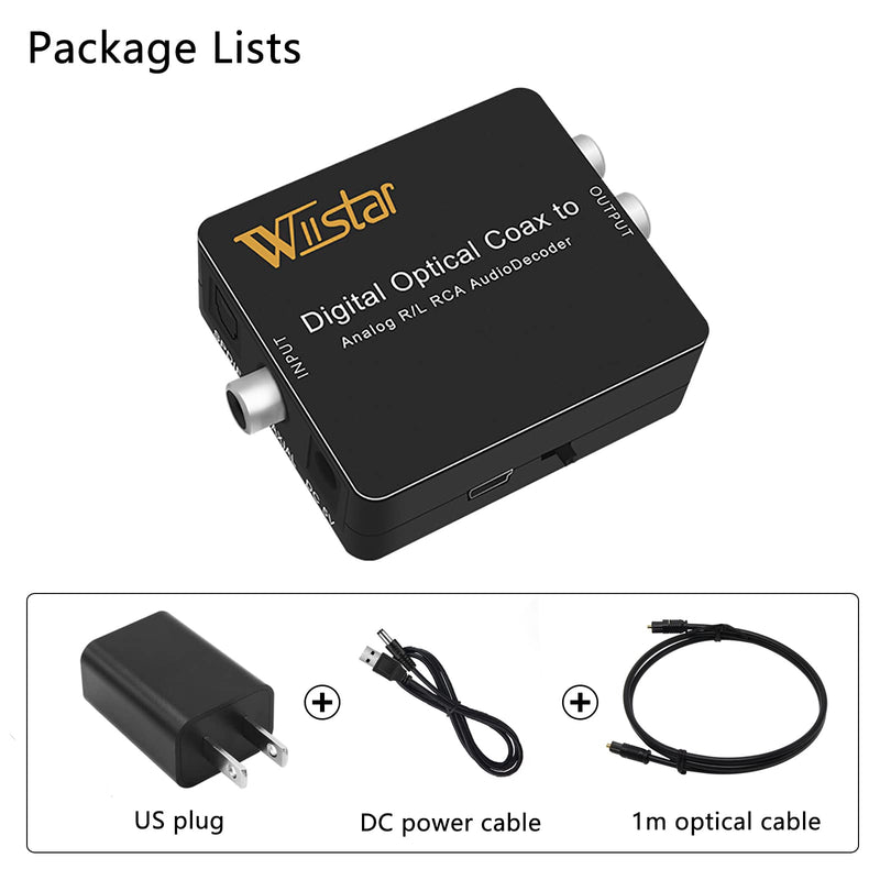Fiber Optical Decoder Support AC3/DTS/Toslink Coaxial Digital to Analog Audio L/R Decoder 3.5mm Earphone