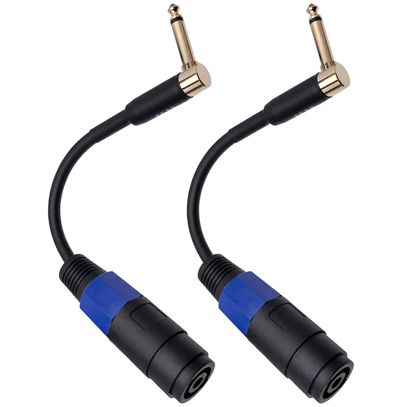 CESS-144 Speakon Female Connector to 1/4" Male TS Speaker Cable - Speak-on Jack to 1/4 TS Plug (Right-Angle Plug) (Pack of 2) Right-angle Plug (Pack of 2)
