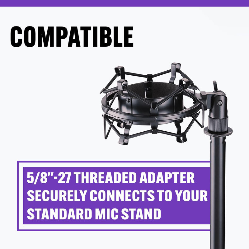 On-Stage MY430 Shock Mount for Studio Mics (55–60 mm) (Elastic Suspension Mount for Large-Diaphragm Condenser Microphones, Adjustable, Vibration Isolation, Steel Adapter, 5/8"-27 Threading, Black)