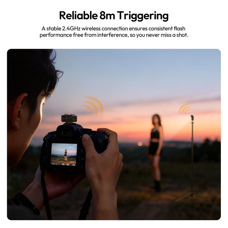 ULANZI LA10 Mini Flash Trigger for Sony, Canon, Nikon, Fujifilm, Olympus DSLR Cameras - 2.4G Wireless Flash Trigger Receiver & Transmitter, Off-Camera Flashes, Universal Hot Shoe, Multi-Light Setup