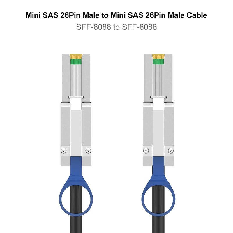 CableCreation [2 Pack External Mini SAS 26pin (SFF-8088) Male to Mini SAS 26 (SFF-8088) Male Cable, 1M / 3.3FT 3.3FT/1.0M 2