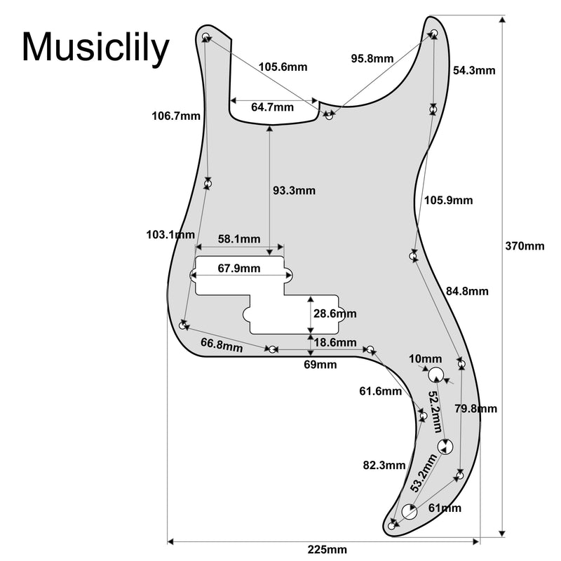 Musiclily Ultra 13 Holes Anodized Aluminum P-Bass Pickguard for American Fender Standard Precision Bass, Black