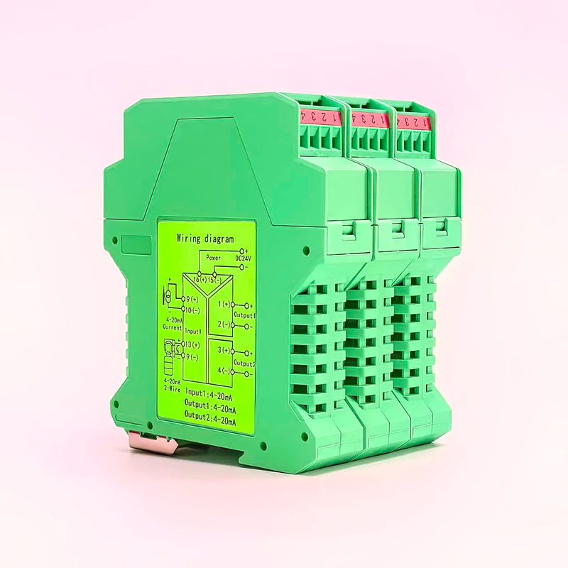[AUSTRALIA] - Analog Signal Isolator Transmitter Splitter DC Galvanic Separation Analog Signal Splitter Current Voltage Transmitter DIN Rail Mount(4-20ma 1 in 3 Out) 4-20ma 1 in 3 out 