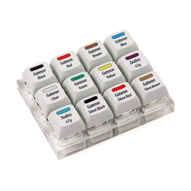 Max Keyboard Gateron + Zealios + Tealios Key Switch 12-Key Tester Kit (Printed PBT Keycap with Key Switch Color Printed)