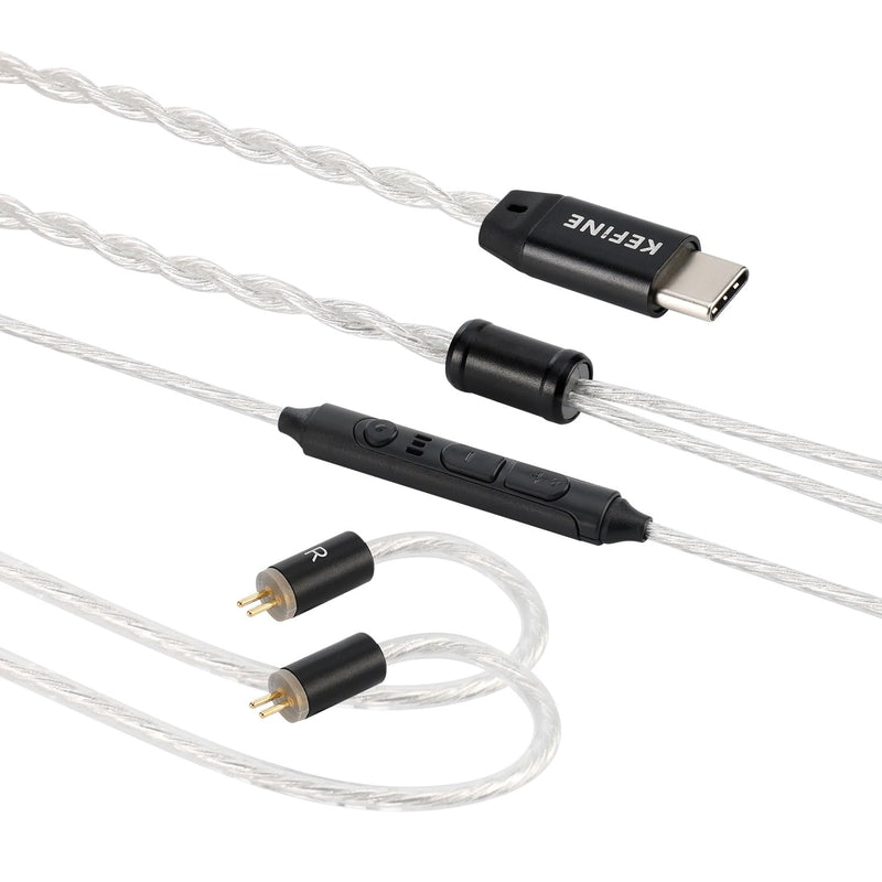 Kefine Klean 10mm DLC Diaphgram Dynamic Driver Earphones, 1DD in-Ear Monitor Headphones, HiFi Wired IEM Earbuds with Dual Interchangeable Nozzles Detachable 0.78 2Pin Design (Type-C, Mic) Type-C with Microphone