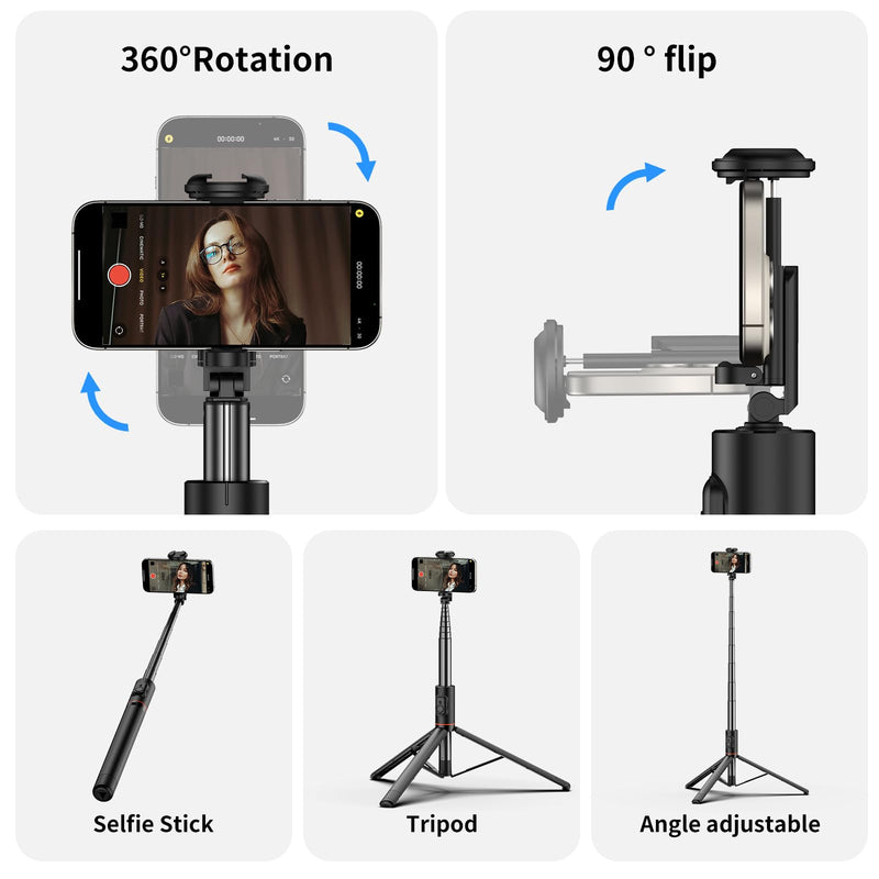 Joyful 72" Phone Tripod & Selfie Stick,Extendable Cell Phone Tripod Stand with Wireless Remote Control and Cold Shoe Mount,Compatible with iPhone and Samsung Android for Video/Photo/Vlog (Black)