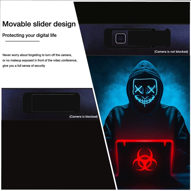 [AUSTRALIA] - Laptop Camera Cover Slide, Computer Camera Cover Slide Large Size Webcam Cover Slide for Macbook Pro Cute Pattern Design Protecting Privacy Security Ultrathin 3 Pack for Laptop Desktop PC (Black) Oversized - Black -3 Packs 