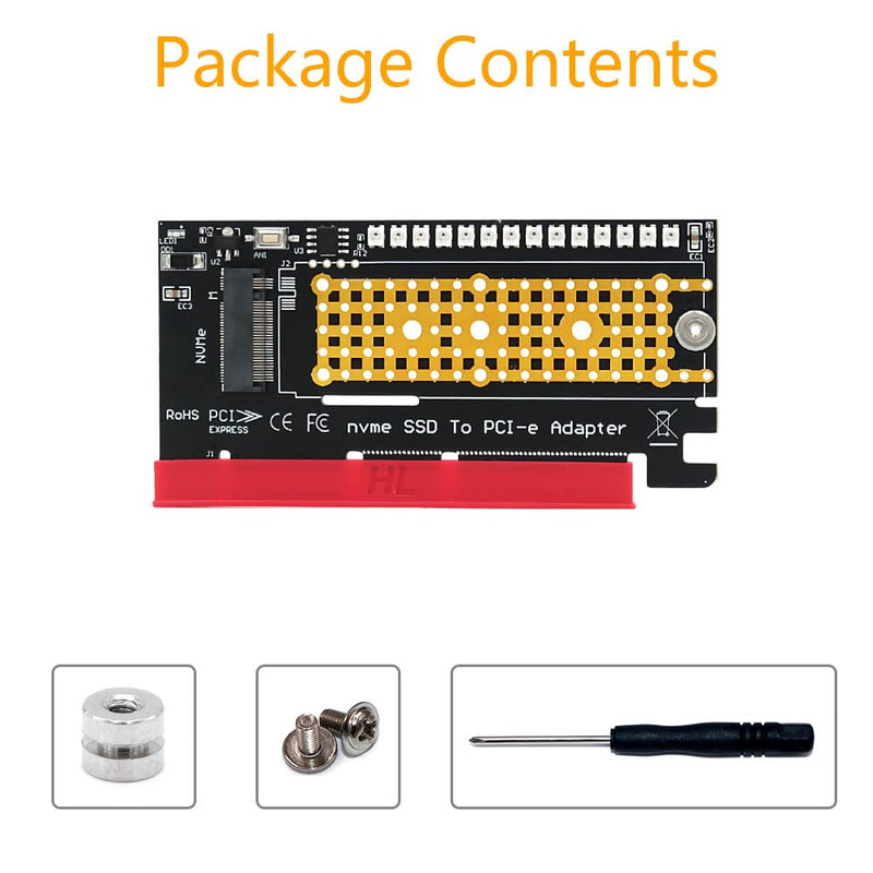 HLT M.2 nvme SSD to PCI-E 4X/8X/16X Adapter with 3528 Colorful Flash LED