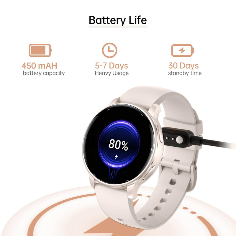 Smart Watch for Women, AMOLED Bluetooth Call Fitness Tracker | GPS Smartwatch with Heart Rate, Sleep, SpO2 & Female Health Monitoring, 3ATM Waterproof, Compatible with iPhone Android