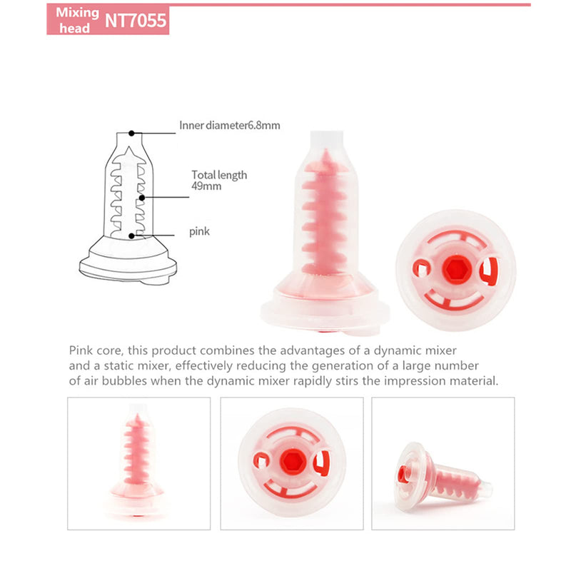 [AUSTRALIA] - Dental Impression Mixing Tips, YOUYA DENTAL 50pcs Dental Intra Oral Tips for Dentistry Materials Mixing Tube Disposable Silicone Rubber Head Lab Products - Pink Large 50Pcs NT7055-Red 