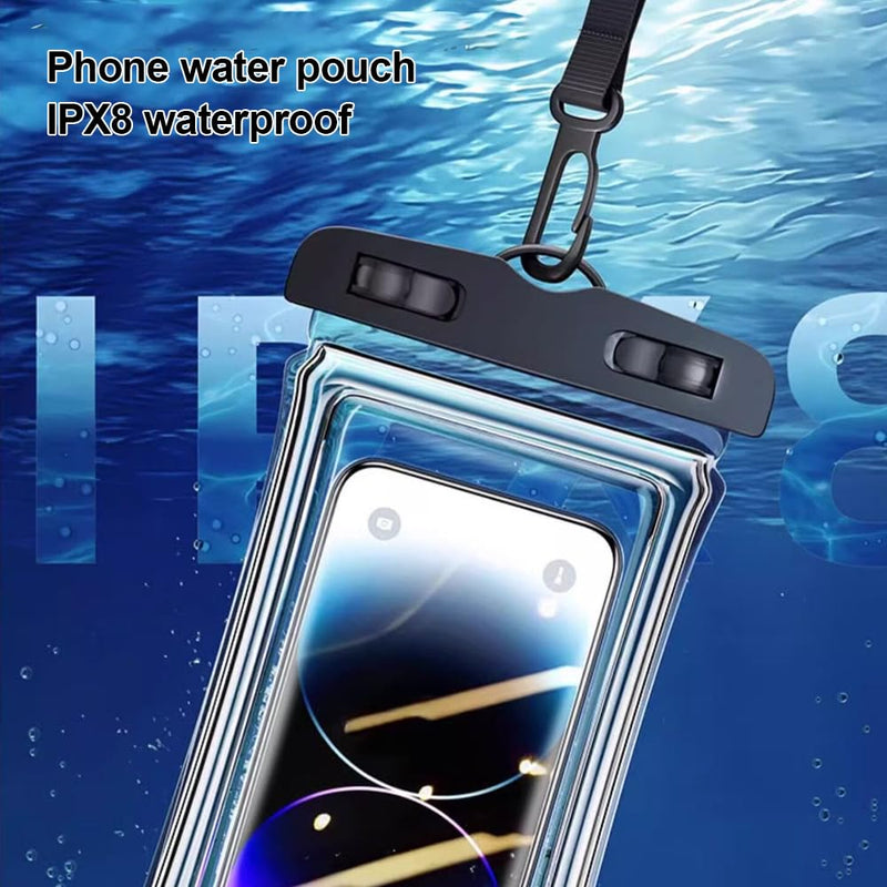 2pcs Waterproof Phone Pouch, Beach Accessories, Dual Lock Sealed Transparent Touchscreen Dry Bag for Swimming Rafting Fishing (Black, Whtie)