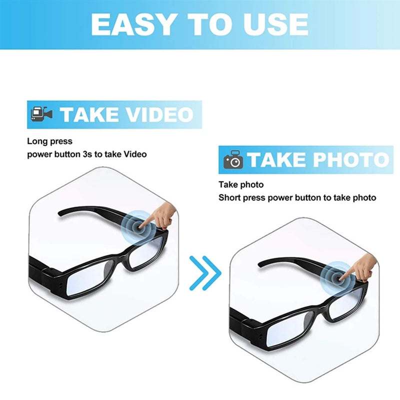 Diyeeni Camera Glasses, Wearable HD 1080P Video Smart Glasses, Outdoor Sport Action Recording Glass Camera, Motorcycle Riding Portable Wearable Eye Glasses for Cycling