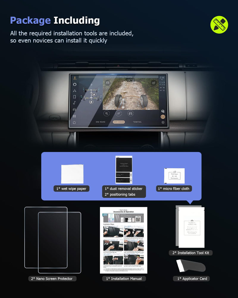 LUWU 2025 2026 Range Rover Screen Protector for 2023-2026 Range Rover (SE/Autobiography/First Edition/SV), 13.1-Inch Touchscreen PET Protective Navigation Screen Saver Ultra HD Clear Film 2PCS 2023-2026 Range Rover 13.1-inch 2PCS(PET)