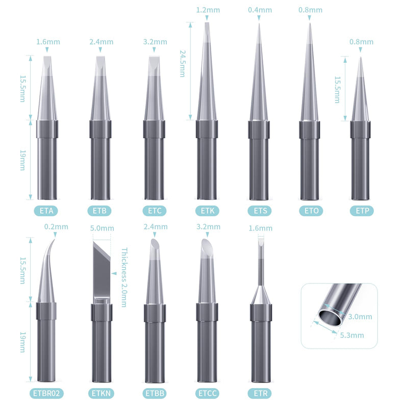 HANGLIFE ET Soldering Iron Tips for Weller WE1010NA WE1010EDU WES51/50 WESD51 WCC101 PES51/50 WEP70 LR21 and More Soldering Stations/Irons – Replacement Solder Tips for Weller Welding Equipment 12pcs