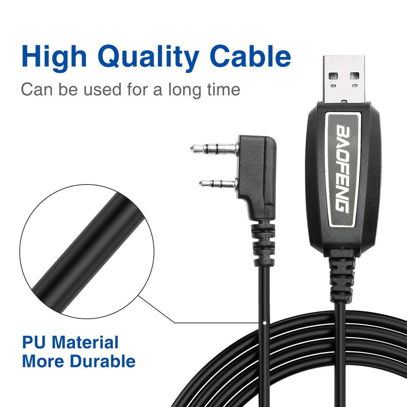 Baofeng USB Programming Cable PL2303 Support Chirp for GMRS Radio Two Way ham Portable radios: UV-5R,BF-F8HP, BF-888S,UV82HP,GT-3,UV-9S,BF-R3 (Black)